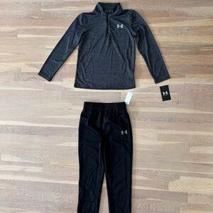 Boys grey under armour 2 Piece Jogger Sweatshirt Set Size 7 NWT